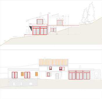 plan renovation complete dune maison avec 2 extensions contemporaines en beton toitures terrasses vegetalisees 2014